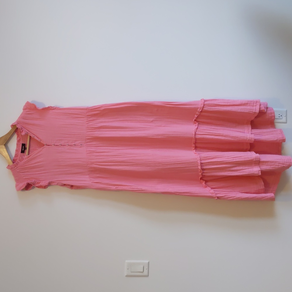 Me+Em Candy Pink Cheesecloth Sleeveless Maxi Dress with Pockets